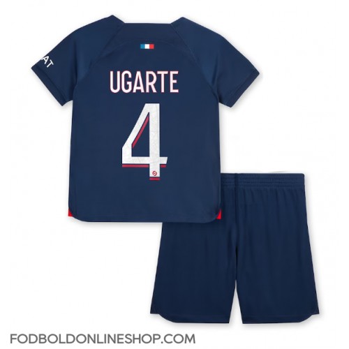 Paris Saint-Germain Manuel Ugarte #4 Hjemme Trøje Børn 2023-24 Kortærmet (+ Korte bukser)